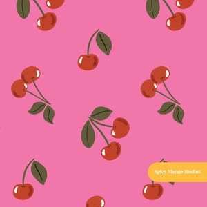 Fun Summer Cherries Seamless Pattern in Pink
