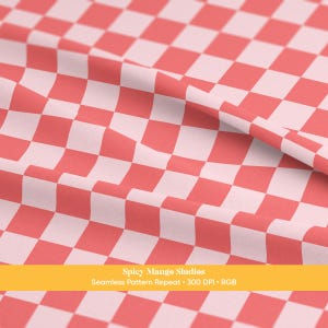 Alana Micro Checker Seamless Pattern, Pink Red Nursery Fabric, Digital Paper Instant Download