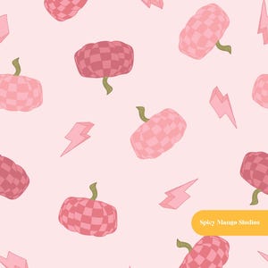 Checkered Pumpkin Seamless Pattern in Pink