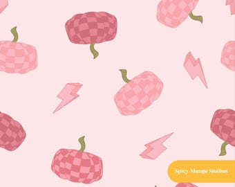 Fall Pumpkin Checker Bow Seamless Pattern Repeat File for Fabric ...