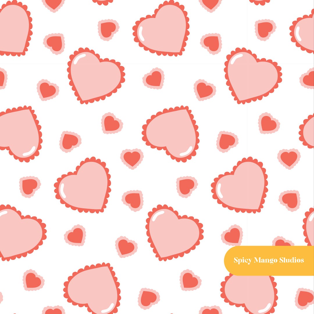 Red and White Hearts Seamless Pattern (digital Download) - Etsy