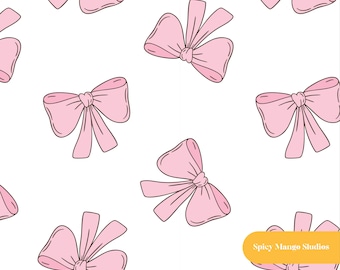 Pink Bows Seamless Pattern: Girly Fabric Design (Digital Download)