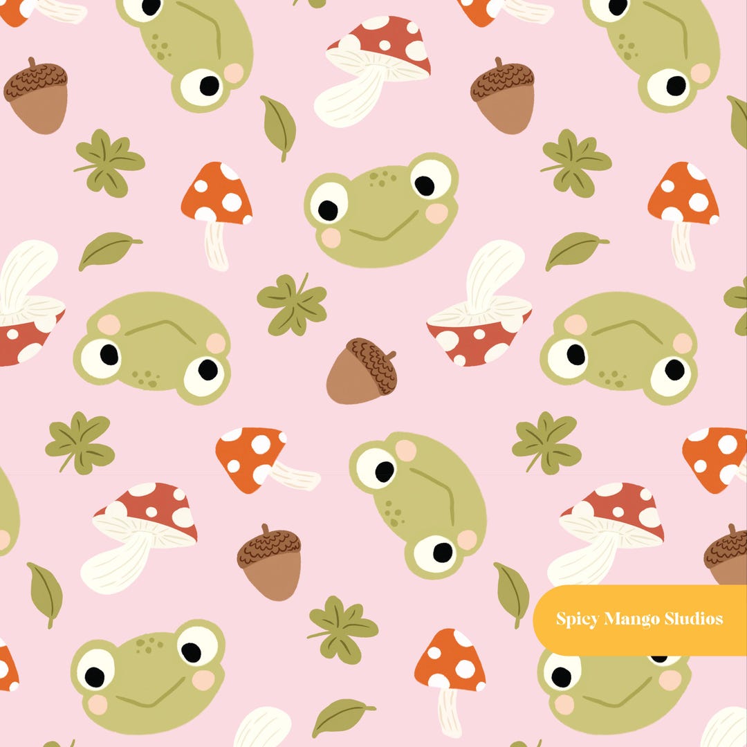Hop Pattern Frog Happy Frog Seamless Pattern in Pink - Etsy