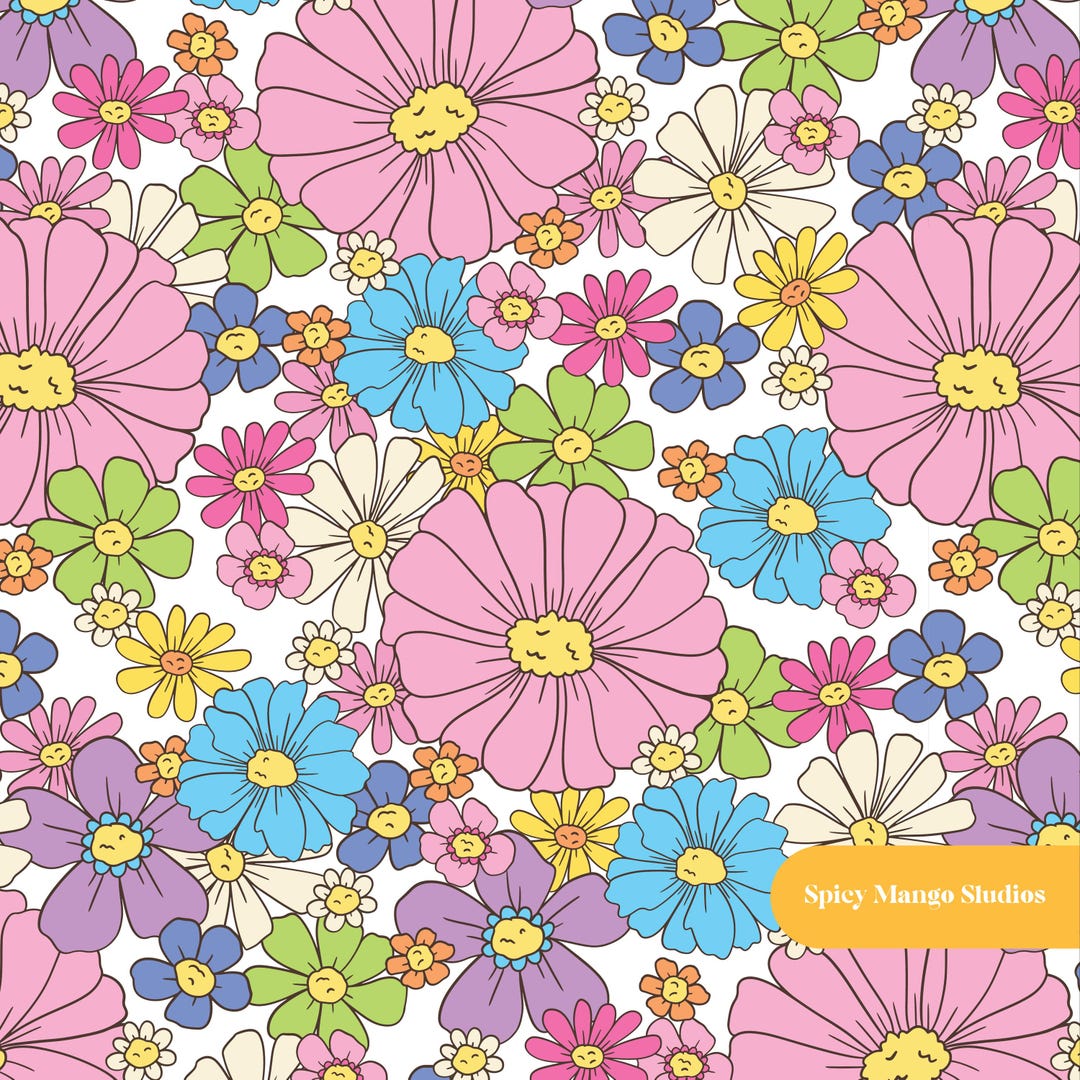 Alana Floral Seamless Pattern in Retro - Etsy