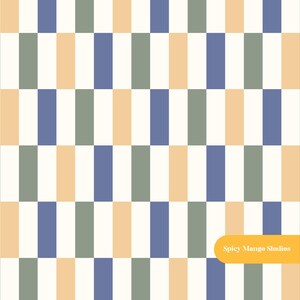 Puede incluir: Un patrón sin costuras con un diseño a cuadros que presenta cuadrados alternos de color naranja claro, gris, azul y blanco.