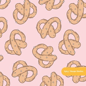 Motif bretzel sans couture, tissu rose pour chambre d'enfant, papier numérique à télécharger instantanément