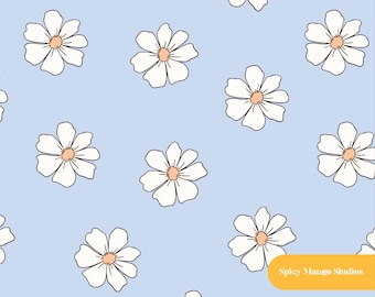 Blue Daisy Seamless Pattern (Digital Download)