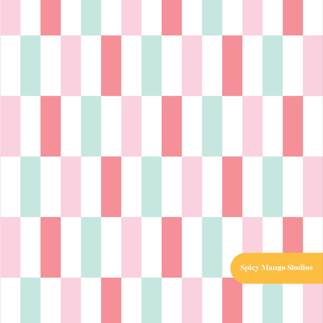 Stanton Rectangle Checker Seamless Pattern in Pink and Mint - Etsy
