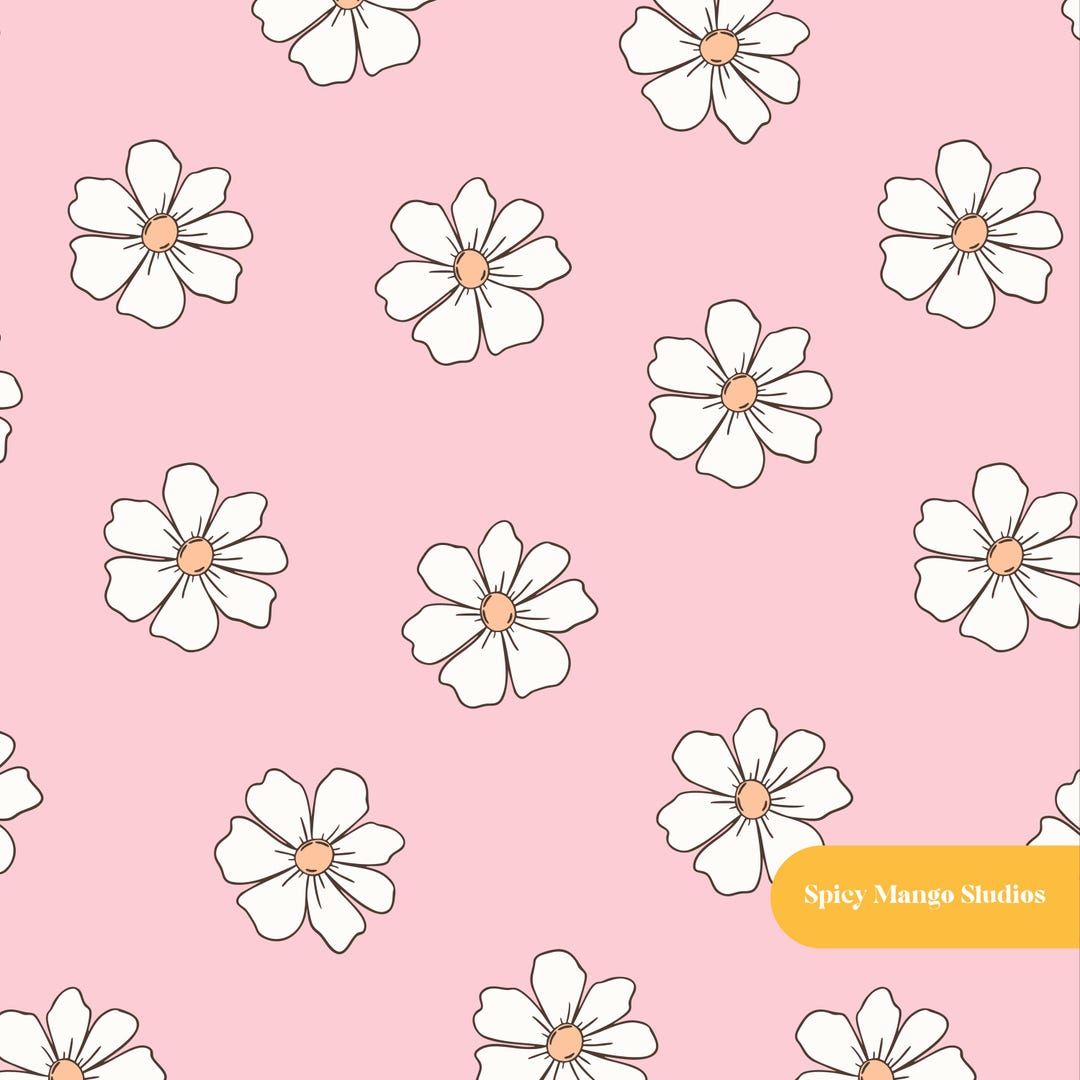 Light Musky Pink Pattern Daisy Seamless Pattern, Light Pink Floral Print (digital Download) - Etsy