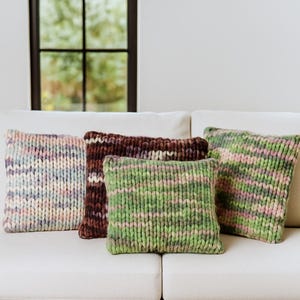 Hand Knitted Pillow Cushion, 100% Super Wash Wool, Roving Wool Eco Friendly, Couch Cushion, Global Textile 16 X 16 inches, Pastel Colors
