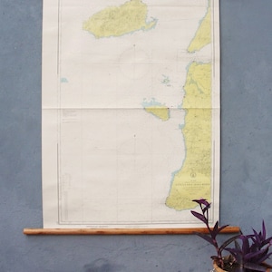 Vintage Seekarte, Seekarte, Gallipoli Pull Down Map 1979 Hergestellt in der Türkei 1970er Seekarte Geographie