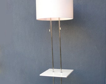 Midcentury Standing Lamp with end side Table, Chrome Lamp,  Modern Lighting, Vintage Midcentury Decor, Vintage 1950's