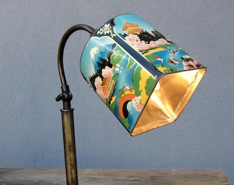 Vintage Tin Lamp, Table Brass Lantern Lamp, Handmade Lamp,  Bohemian Lighting, Far East Lantern, Vintage Tin Decor, Vintage 1950's