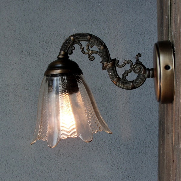 Par de apliques de bronce de pared, lámparas, juego de luces de pared de latón, 2 apliques coloniales, iluminación, decoración de bronce vintage, vintage 1980's