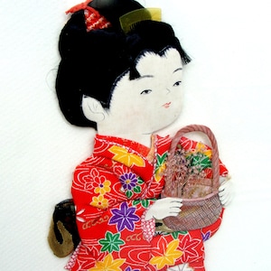 日本人形押絵壁掛け人形 アンティークオブジェ和風コレクション