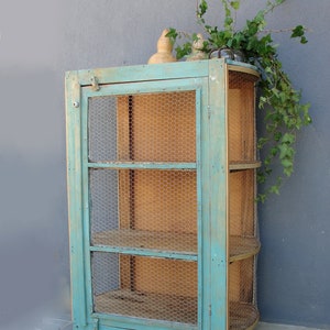 Vintage Chicken Wire Cabinet: 1920s Rustic Farmhouse Food Storage