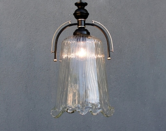 Handmade Glass Ceiling Light, Art Deco Style Glass Murano Pendant Light Lamp, Retro 1970s, Vintage,  Lighting, Vintage 1970's