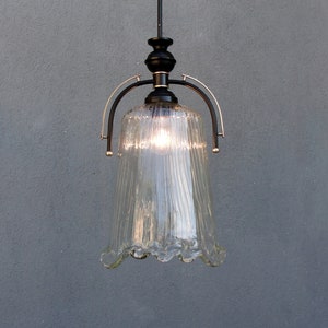 Handmade Glass Ceiling Light, Art Deco Style Glass Murano Pendant Light Lamp, Retro 1970s, Vintage,  Lighting, Vintage 1970&#39;s