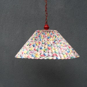 Vintage 80er Jahre Regenbogen Plissee Lampenschirm Pendelleuchte