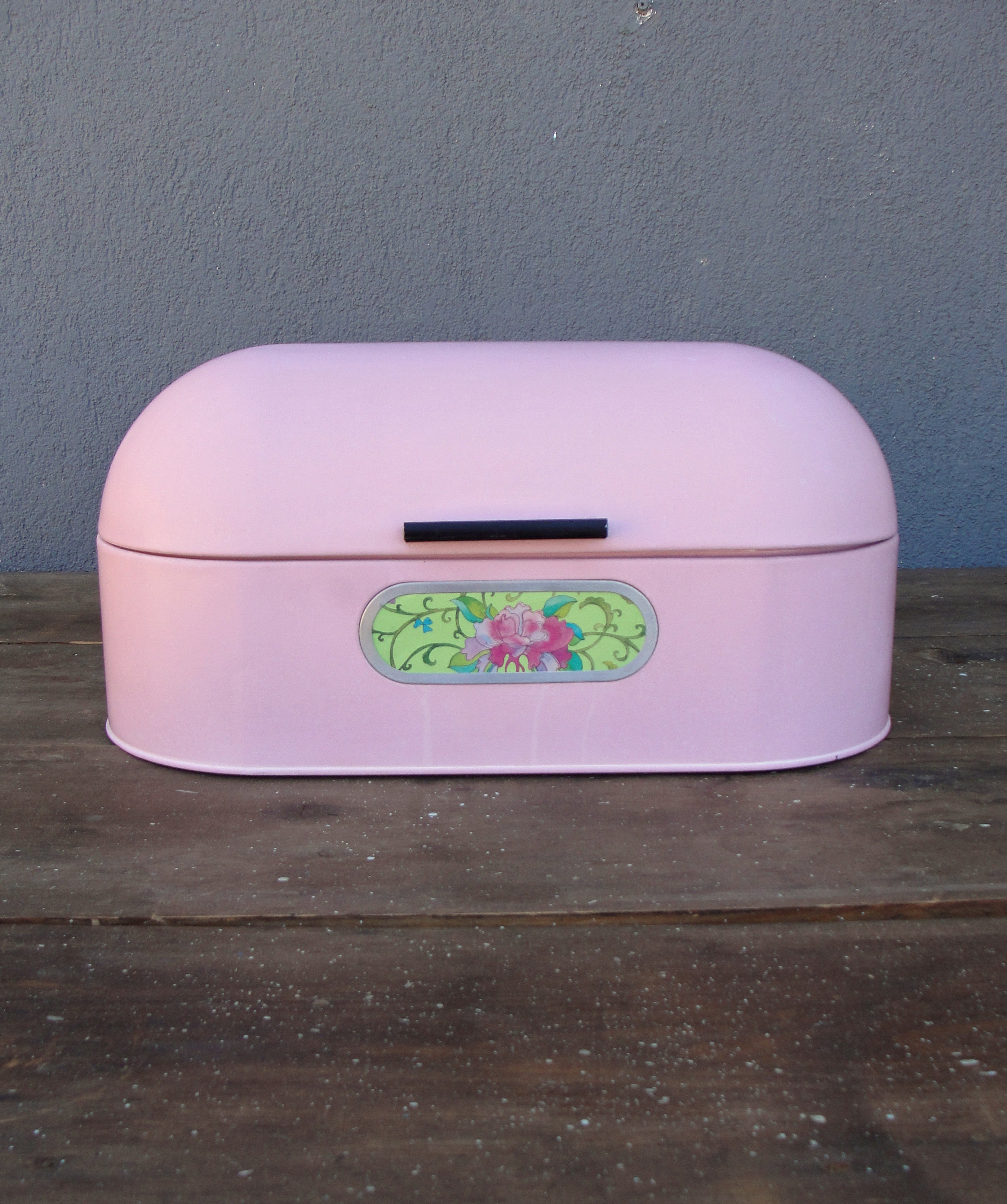 Vintage Bread Box Tin Funky Pink 1970's Kitchen Decor Etsy