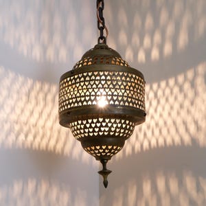 Messing Laterne Licht, Messing Laterne Swag Lampe 1970er Jahre, Lampe, handgefertigte Messing Licht, Boho Beleuchtung, Vintage Decor