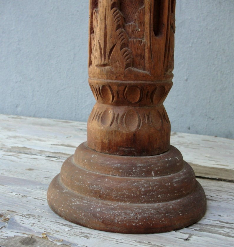 Large African Candleholder Hand Carved Tree of Life Candle Etsy