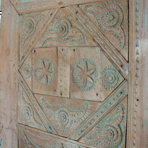 Antique Wooden Door, Handcarved Door, Great as Headboard or table top 1880's - 1900's Rustic Cottage Door Evil Eye