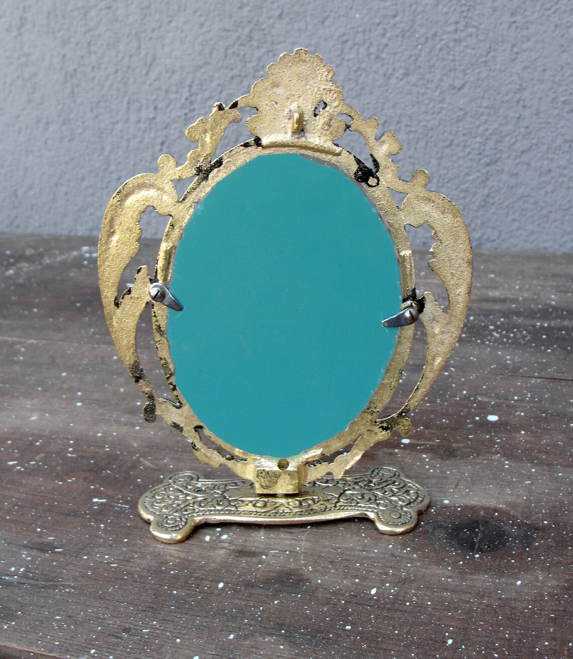 Ornate Brass Mirror Brass Vintage Table Mirror Mid Century Etsy