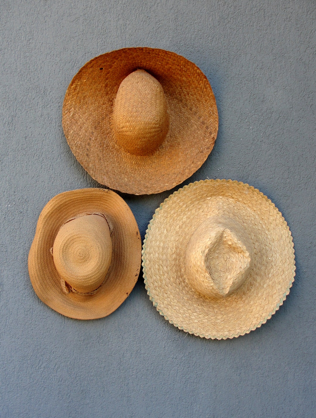 Vintage Straw Hats Wall Decor Set of 3 Wicker Wall Decor Hats Etsy