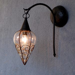 Caged Murano Glass Sconce, Wall Lamp, Bohemian Light Fixture, Wall Light, Murano Lamp,  Vintage Lamp 1980s