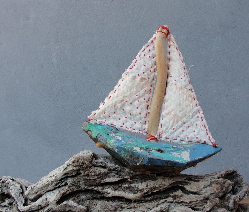 Stormy Seas Driftwood Boat Nautical Home Decor image 2