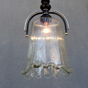 Handmade Glass Ceiling Light, Art Deco Style Glass Murano Pendant Light Lamp, Retro 1970s, Vintage, Lighting, Vintage 1970's image 5