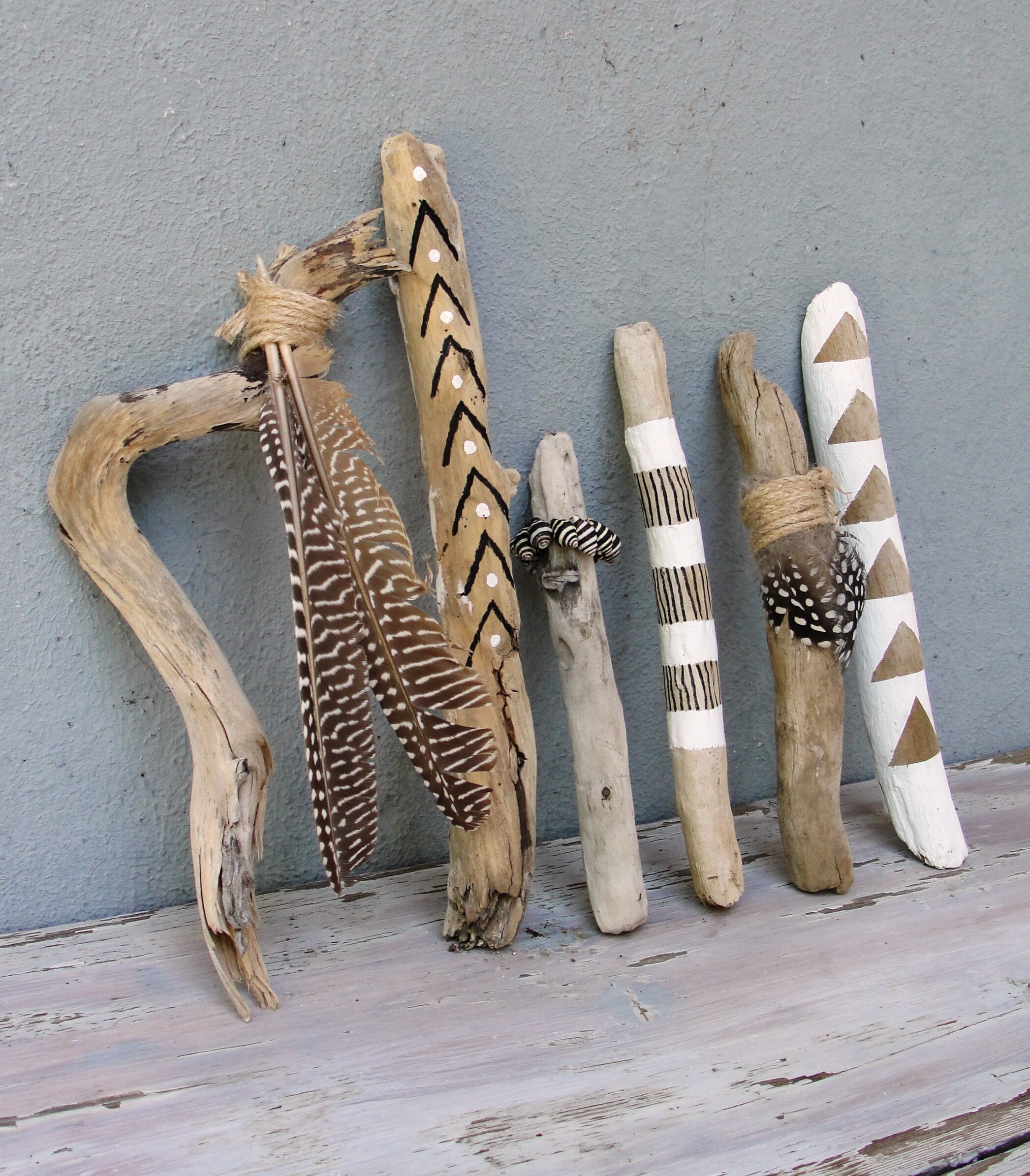 Natural Painted Driftwood Sticks Beach Home Decor Driftwood Etsy