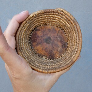 Vintage Wooden Wicker Decorative Pieces, Wood, Woven Bowl, Marquetry Box, Handmade wicker Bottle, 1950's image 8