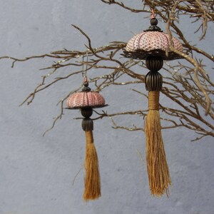 Seeigelsornamente - Rosa und Messing - 2er Set