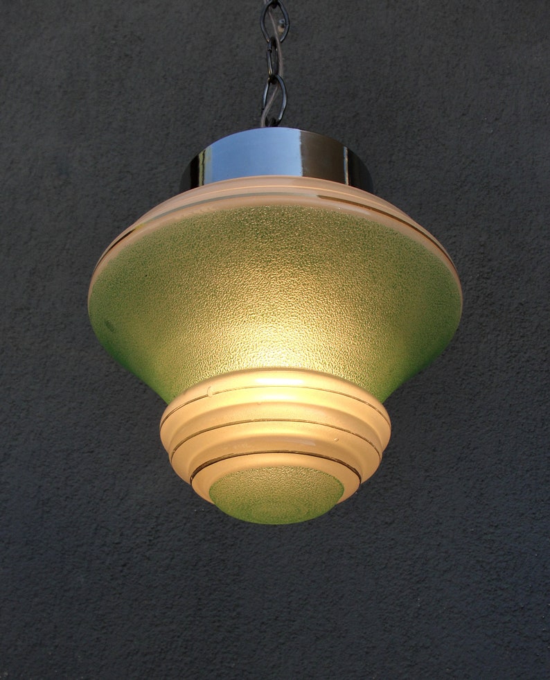 Midcentury Green Glass Ceiling Light Art Glass Pendant Light Etsy