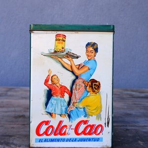 Lata vintage de Cola-Cao: anuncio español de los años 60
