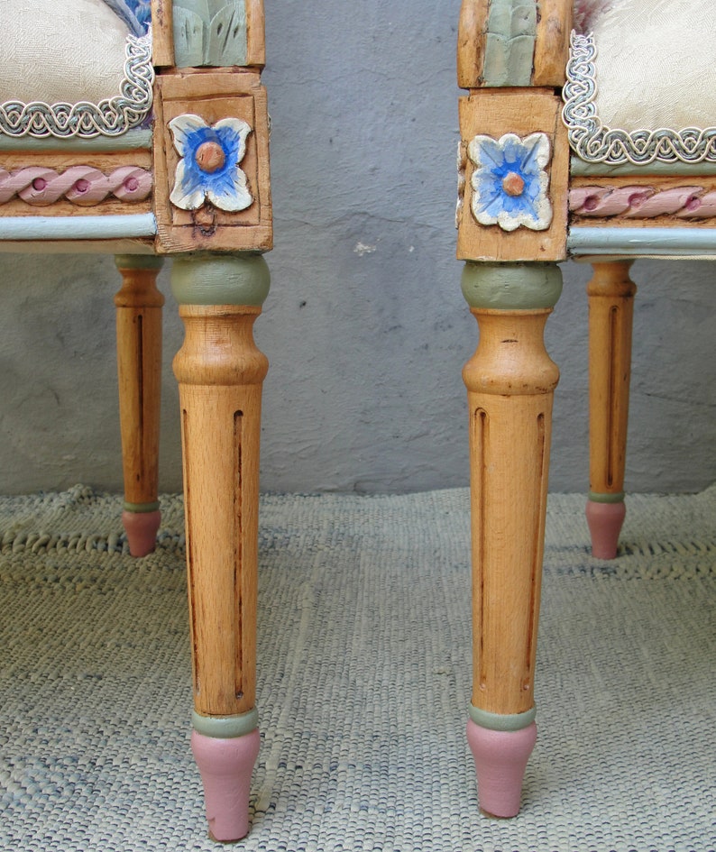 Floral Embroidered Chair Handcarved Wooden Armchair Bohemian Etsy