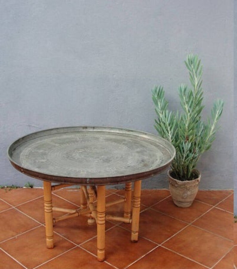 Vintage Copper Tray Hand Hammered Etched Table tray Wall Etsy