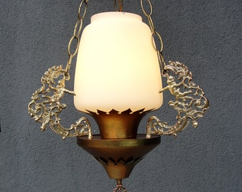 Cherub Ceiling Lamp, Brass chandelier, Ceiling Light, Chandelier Lamp,  Vintage Colonial Lamp 1950s