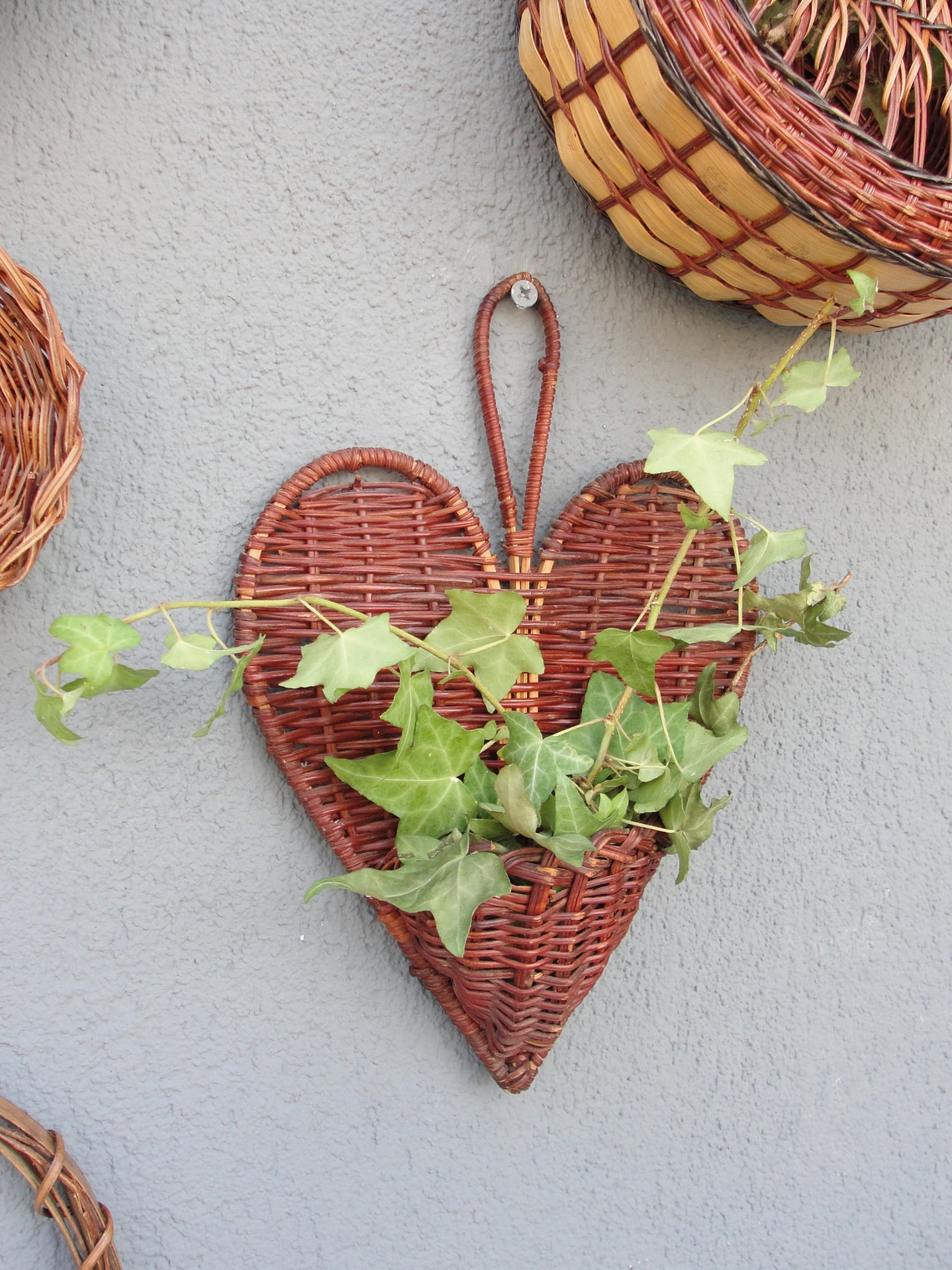 Vintage Wicker Wall Baskets Set Wicker Wall Art Wicker Basket | Etsy