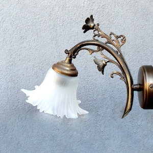 Pair of Wall  Flower Sconces, Lamps, Brass Set of Wall Lights, 2 Floral Sconces, Lighting, Vintage Copper Decor, Vintage 1980&#39;s
