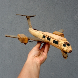Vintage Handmade Wooden Airplane, Large Decorative Plane, Aviation decor, Pilot Home Decor 1950&#39;s