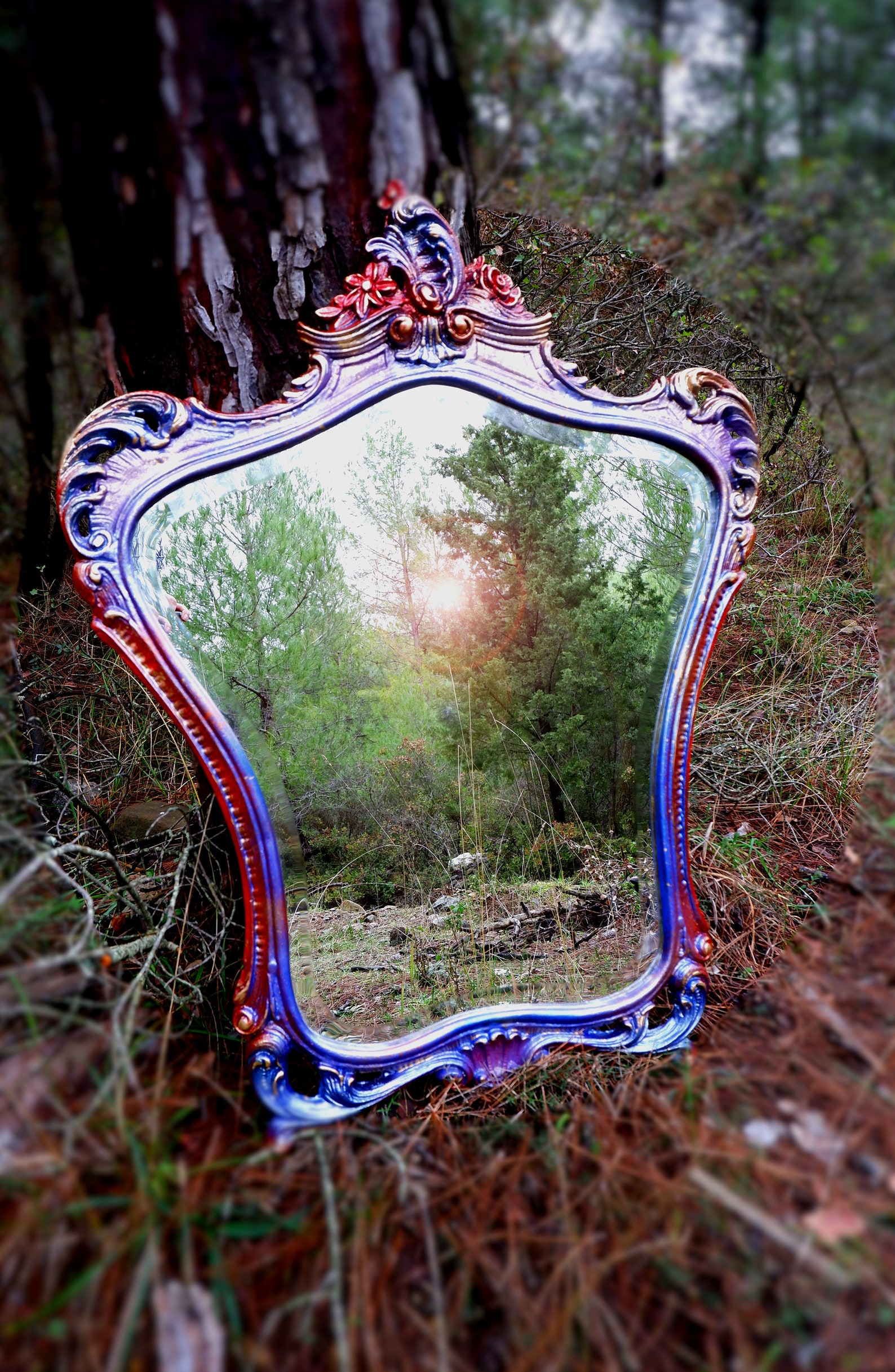Vintage Rococo Mirror: Hand-painted Rainbow Frame, Made in Italy - Etsy