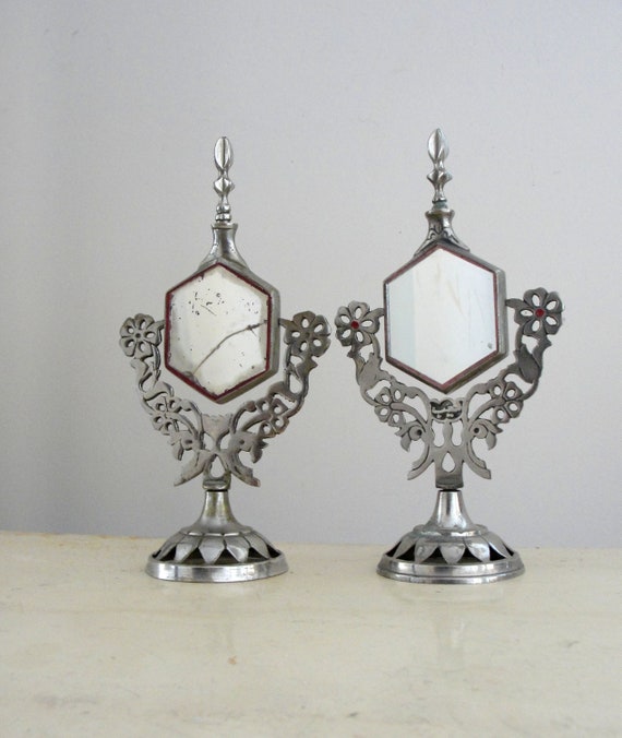 Vintage Boudoir Mirror Surmedani 1930's Kohl Makeup Etsy