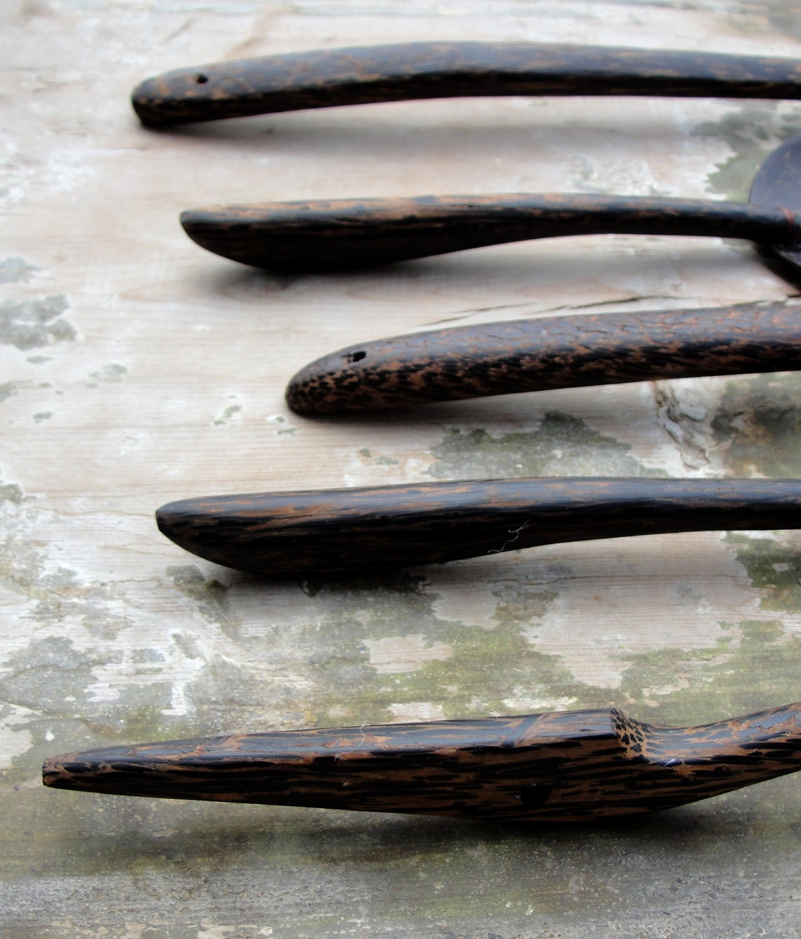 Vintage Wooden Serving Utensils Coconut Wood Spoons and Fork Etsy