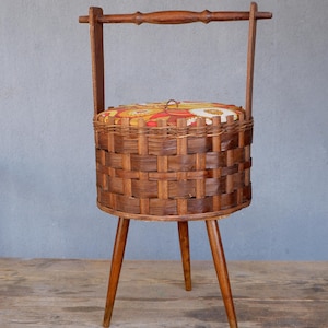 Vintage Wooden Sewing Box Mid Century 1960s Scandinavian Retro Sewing Box Chest