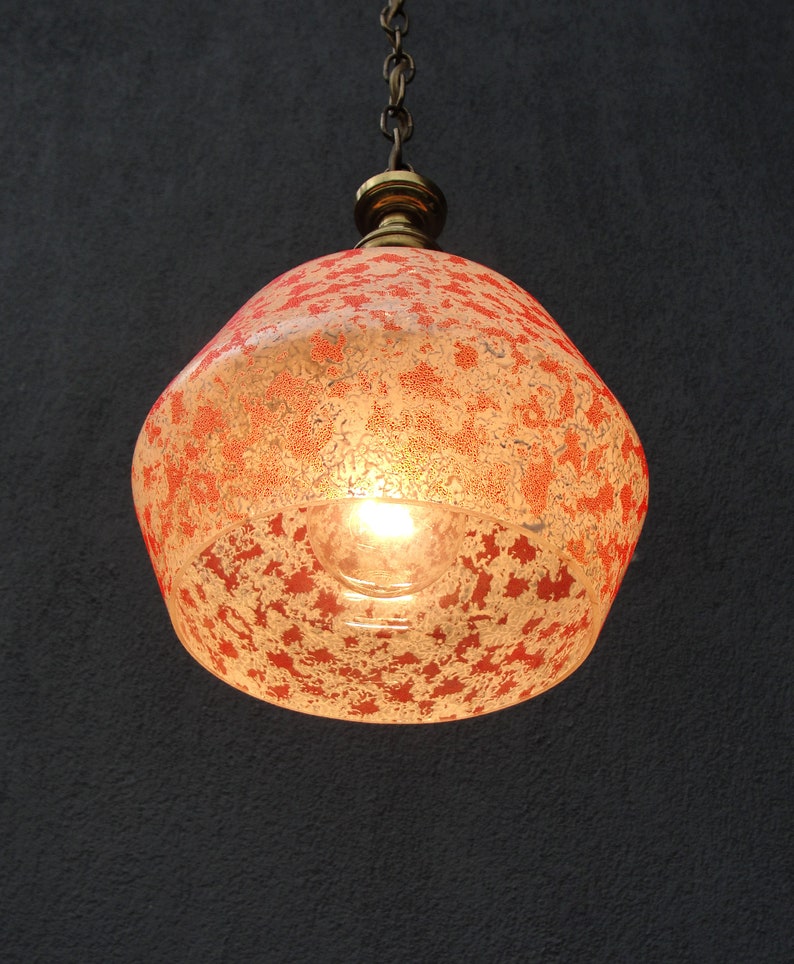 Midcentury Pink Glass Ceiling Light Art Glass Pendant Light Etsy