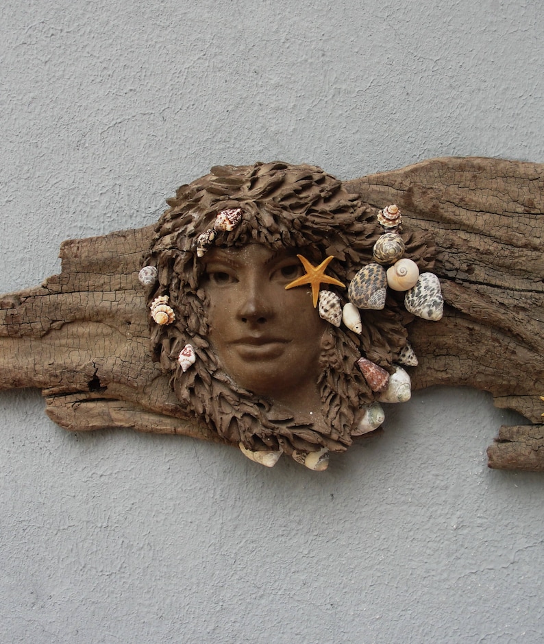 Driftwood Mermaid Art Wall Hanging Beach Art Constellation Etsy