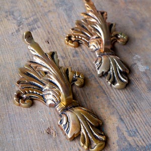 Vintage Bronze Floral Wall Hooks: European Cast Brass Decor, 1950s